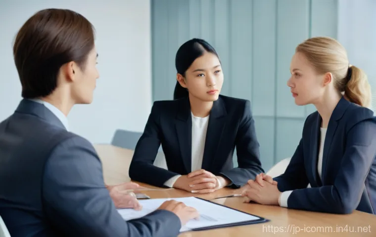 국제커뮤니케이션 분야의 도전과제 - **Prompt:** A young Japanese woman, wearing smart casual clothing, stands in a brightly lit modern o...