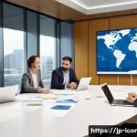 국제커뮤니케이션 자격 취득 후 경로 - **Prompt for Global Business: International Marketing Strategy Session**
    A vibrant, modern confe...