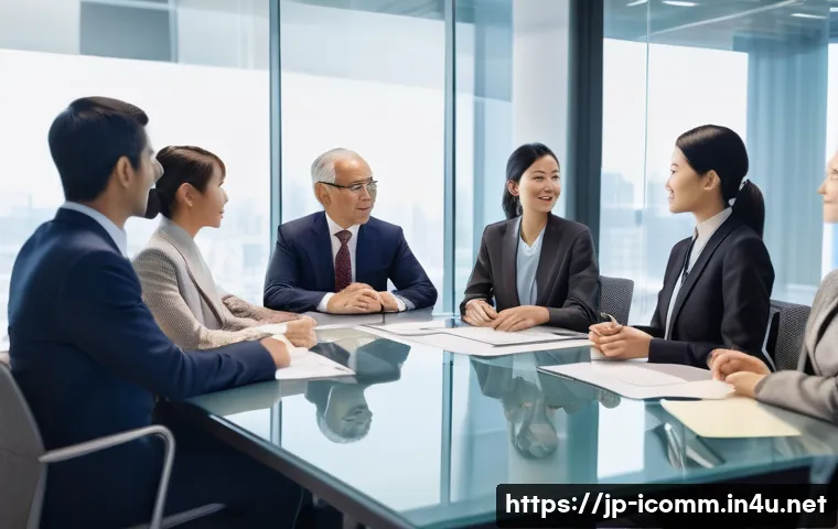 국제커뮤니케이션 전문 자격과 취업 - A diverse international business meeting scene featuring professionals from various cultural backgro...