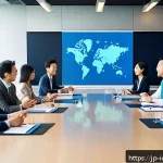 국제커뮤니케이션 전문가로서의 가치 - A diverse group of professional adults engaged in a lively international business meeting around a m...
