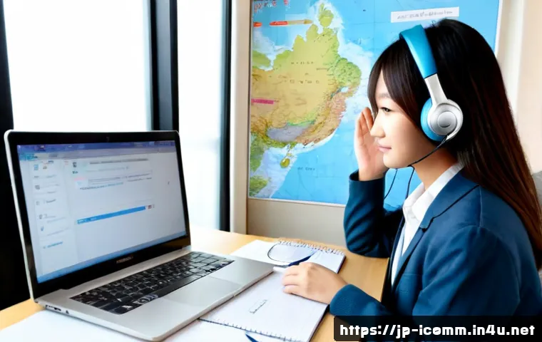 국제커뮤니케이션 실기 시험 준비 - Photorealistic Japanese university student preparing for an international communication practical ex...